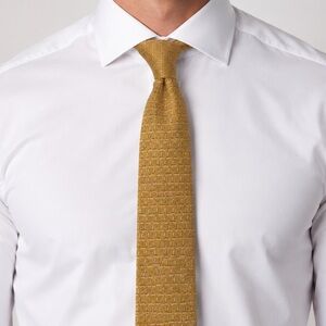 Salvatore Ferragamo Gold Tie with Muted Geometric Motif